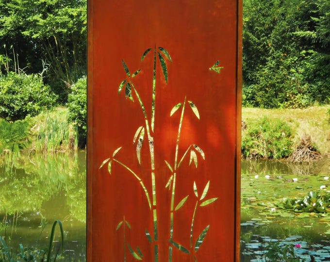 Steel Garden Wall - "Bamboo 1" - Modern Outdoor Ornament