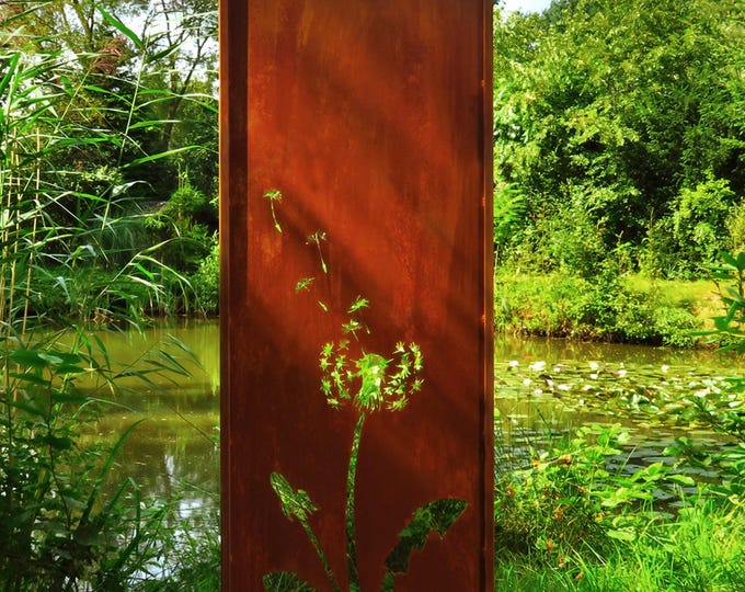 Steel Garden Wall - "Dandeleon" - Modern Outdoor Ornament