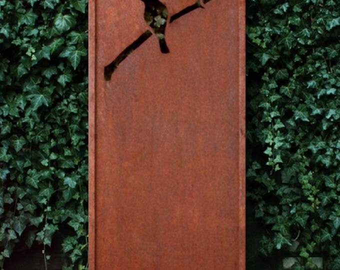 Steel Garden Wall - "Bird" - Modern Outdoor Ornament