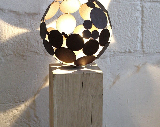 Indoor Globe Light with Oak Base - Diameter 28cm - modern interior ornament
