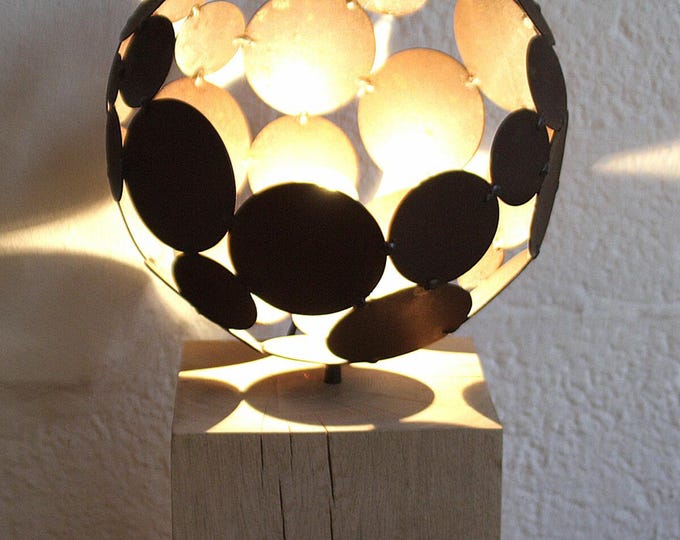 Indoor Globe Light with Oak Base - Diameter 28cm - modern interior ornament