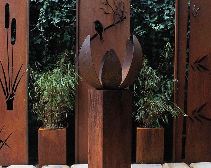 Fireplace - "Blossom Square Base High" - Modern Outdoor Ornament