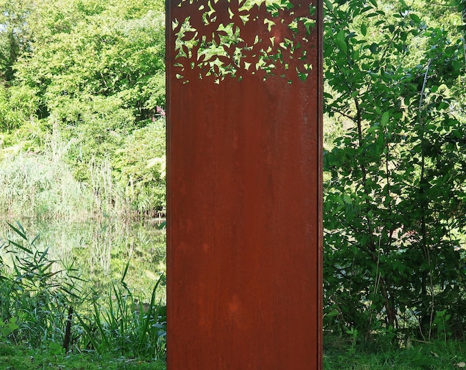 Steel Garden Wall - "Leaves" - Modern Outdoor Ornament