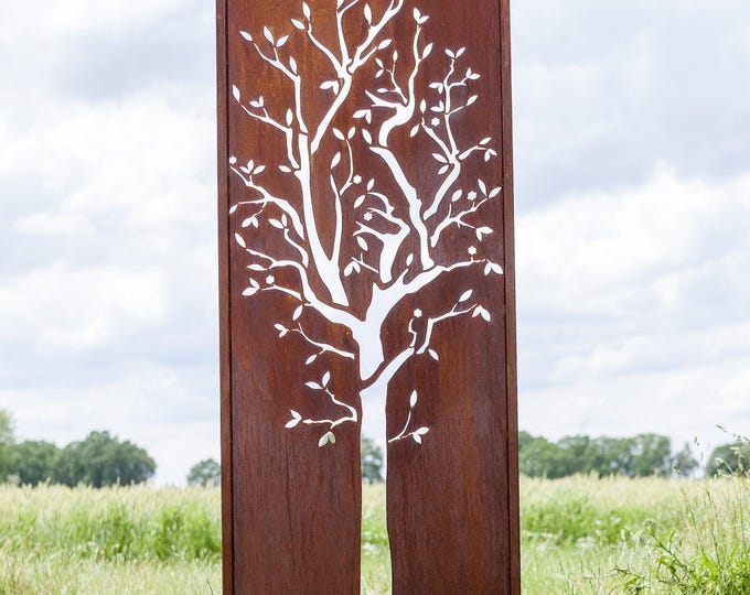 Steel Garden Wall - "Tree" - Modern Outdoor Ornament