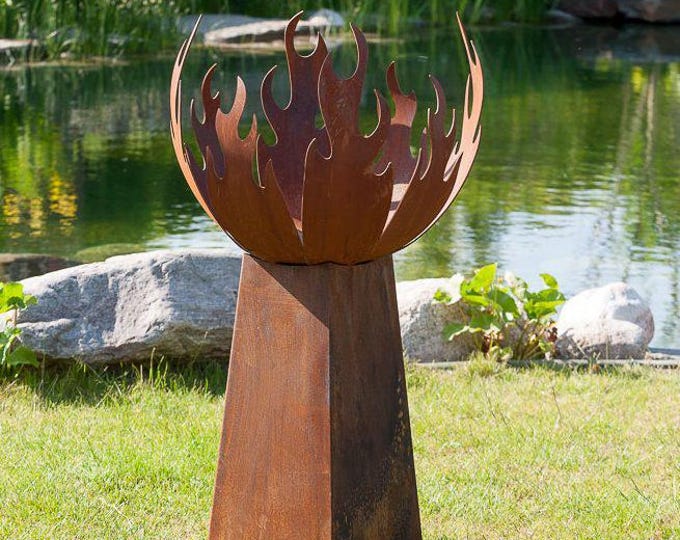Fireplace - "Flame Conus Base Low" - Modern Outdoor Ornament