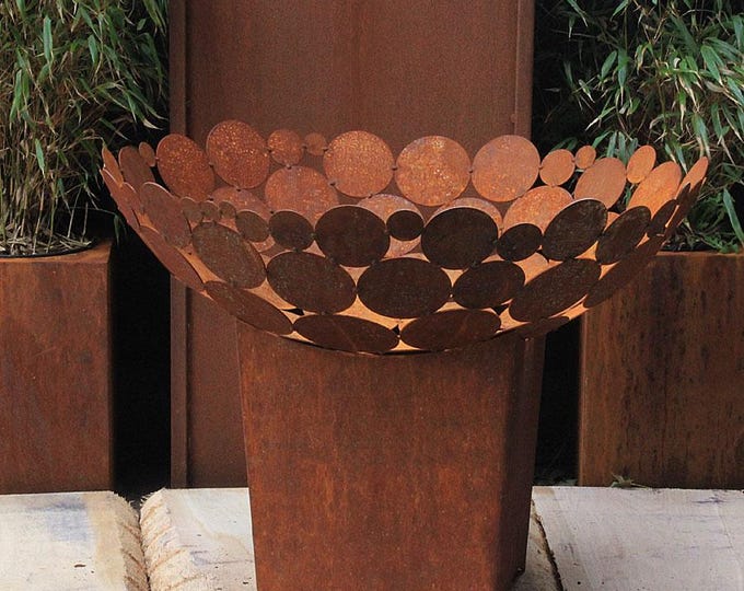 Fireplace - "Big Bowl 2 with low Base" - Modern Outdoor Ornament