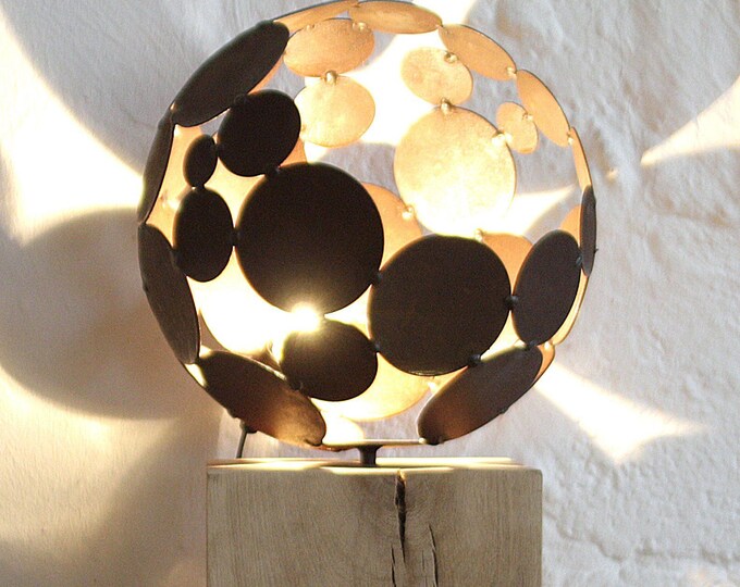 Indoor Globe Light with Oak Base - Diameter 28cm - modern interior ornament