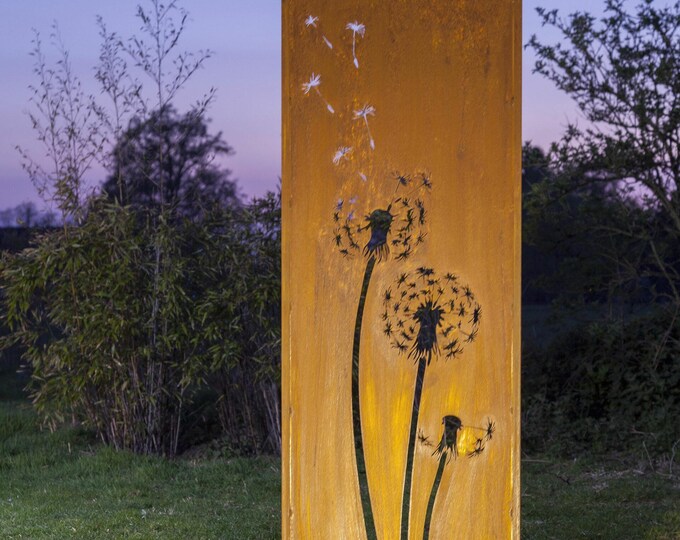 Steel Garden Wall - "Dandeleon 3" - Modern Outdoor Ornament
