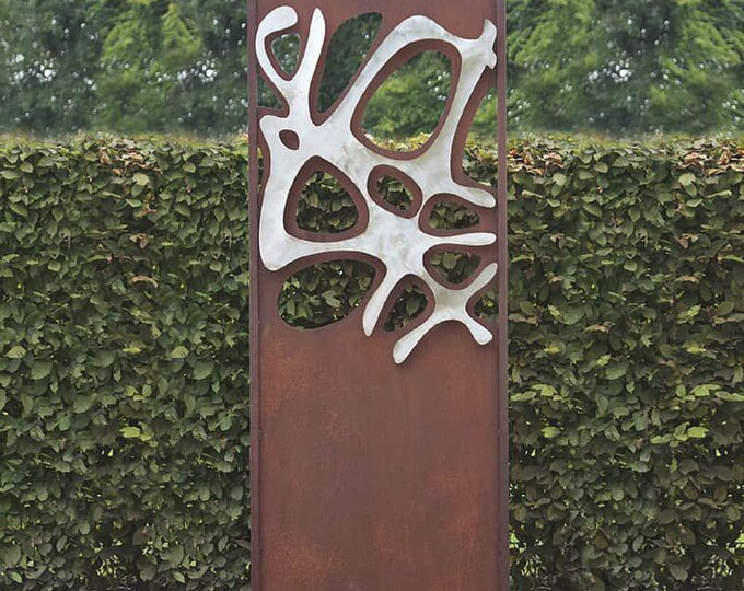 Steel Garden Wall - "Stainless Steel 2" - Modern Outdoor Ornament