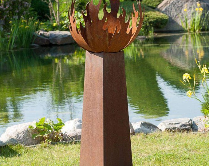 Fireplace - "Flame Conus Base High" - Modern Outdoor Ornament