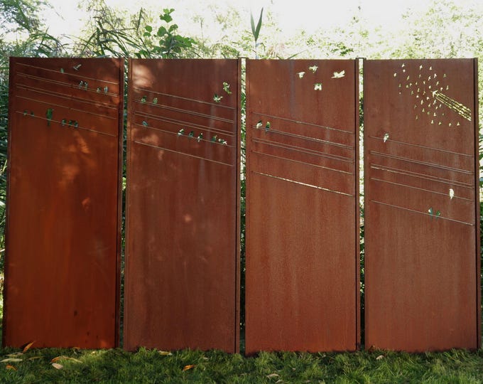 Steel Garden Wall - "High Voltage" - Modern Outdoor Ornament