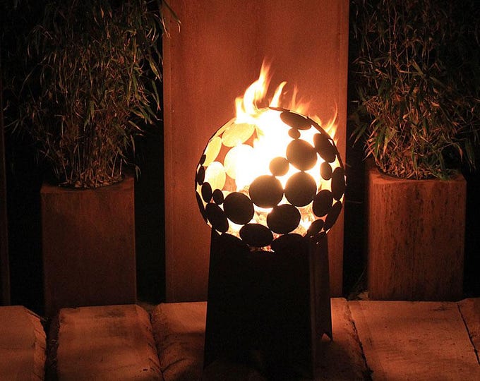 Fireplace - "Ball with low Base" - Modern Outdoor Ornament