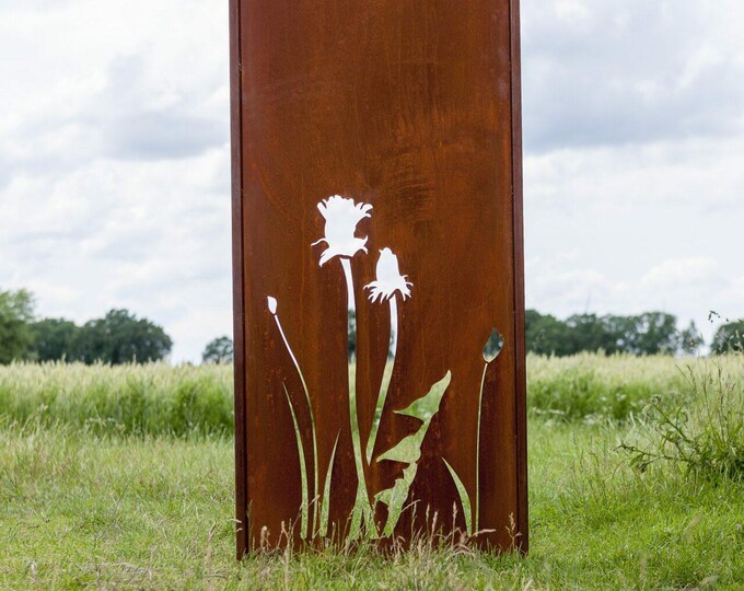 Steel Garden Wall - "Flower 1" - Modern Outdoor Ornament