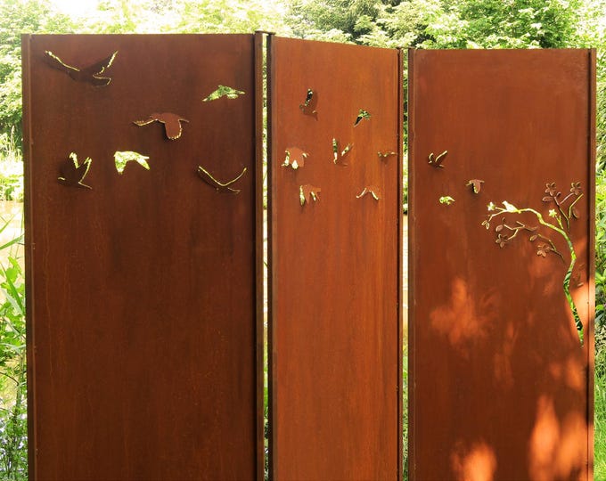 Steel Garden Wall - "Tripychon Swarm" - Modern Outdoor Ornament