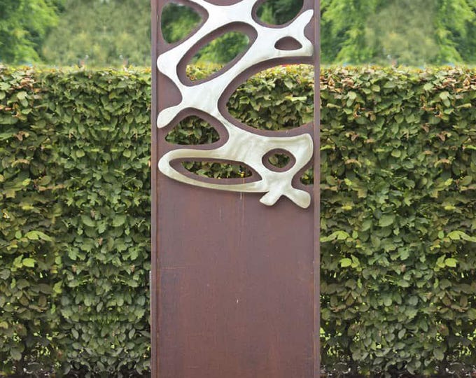 Steel Garden Wall - "Stainless Steel 3" - Modern Outdoor Ornament