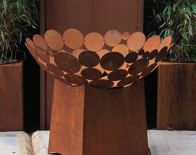 Fireplace - "Big Bowl with low Base" - Modern Outdoor Ornament