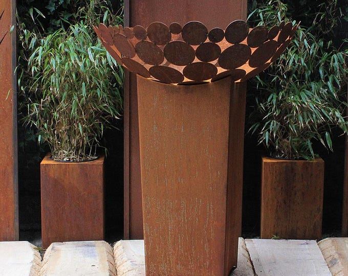 Fireplace - "Big Bowl 2 with high Base" - Modern Outdoor Ornament