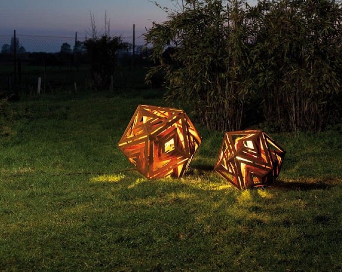 Outdoor Lamp - "Ikosaeder" - contemporary indoor and garden ornament - Set