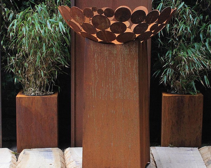Fireplace - "Big Bowl with high Base" - Modern Outdoor Ornament