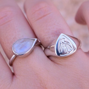 Signet moon ring silver solid ring image 1