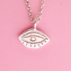 Dainty silver eye necklace protection jewelry image 2