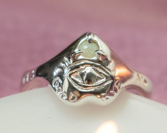 Planchette ring - silver opal ring