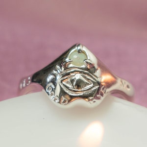 Planchette ring - silver opal ring