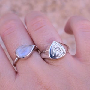Signet moon ring - silver solid ring