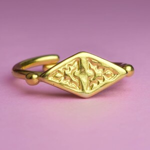 Gold plated rhombus ring adjustable dainty ring image 2