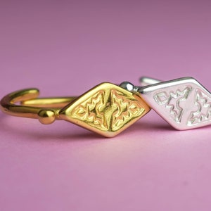 Gold plated rhombus ring adjustable dainty ring image 1