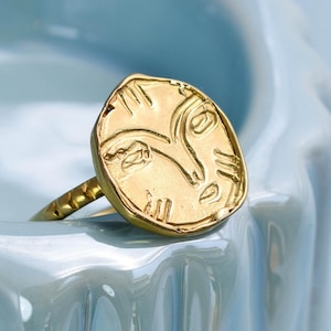 Gold Face Ring: Sterling Silver Everyday Jewelry