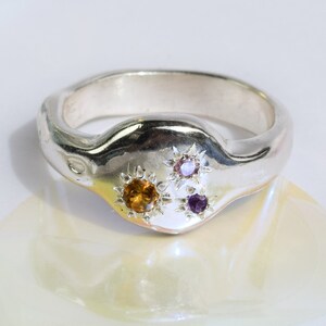 Multi stone sterling silver ring - handmade ring with stones