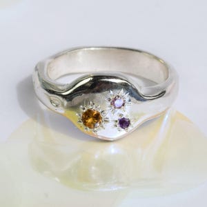 Multi stone sterling silver ring - handmade ring with stones
