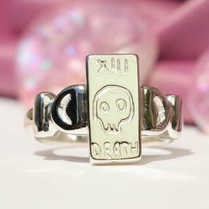 Death Tarot Karten Ring - Totenkopf silber Ring