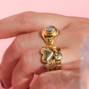 Moonstone ring - signet gemstone ring
