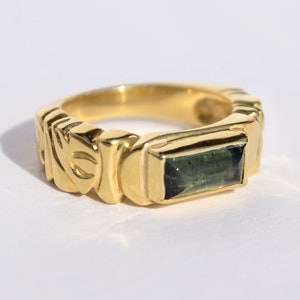 Green tourmaline wide band ring
