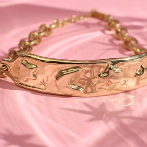 Moon and stars gold tag bracelet image 8