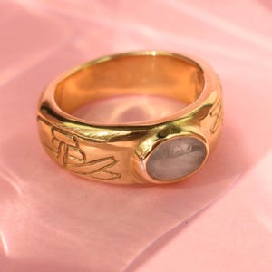 White crystal wide band ring - good luck ring