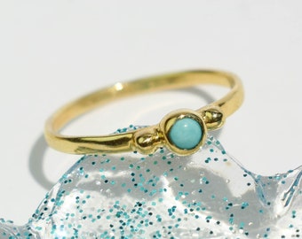 Turquoise dainty ring - simple stacking ring with stone