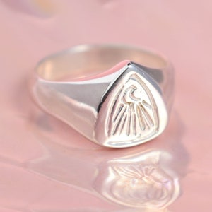Signet moon ring silver solid ring image 3