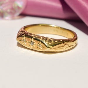 Bague en or avec cristaux clairs - bague étoiles - bague étoile