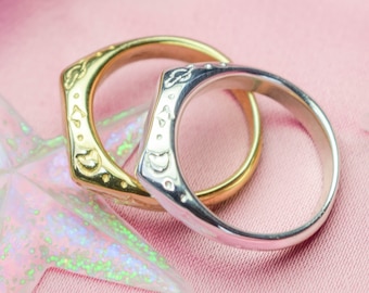 Celestial dainty signet ring - moons, planets and stars ring