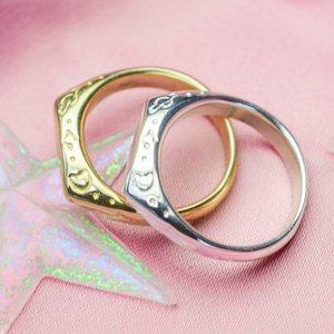 Celestial dainty signet ring - moons, planets and stars ring