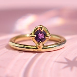 Small amethyst ring - fancy cut amethyst