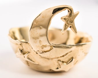 Moon and stars ring dish - celestial ring holder