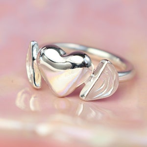 Heart ring cute love ring made from plated brass or sterling silver image 2