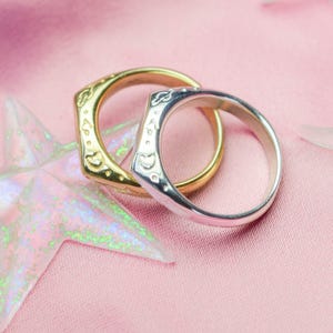 Celestial dainty signet ring - moons, planets and stars ring