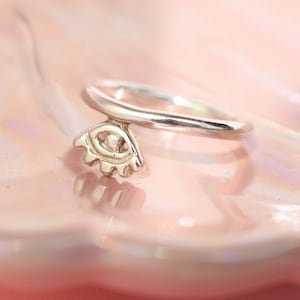 Silver cute ring - small ring - evil eye