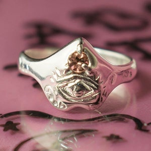 Pink tourmaline ouija ring - tourmaline signet ring