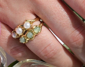 Simple ring with stones - minimalist organic ring